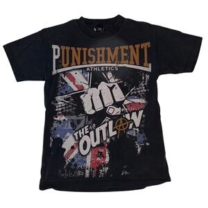 Vtg Punishment Athletics Dan “The Outlaw” Hardy T-Shirt Small Black British Flag